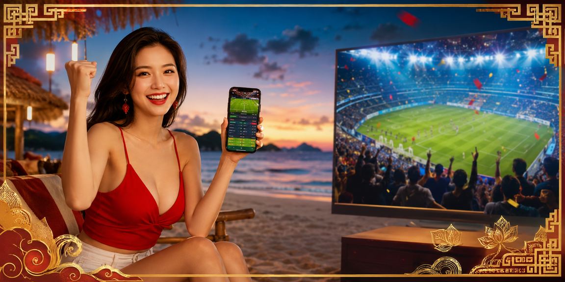 Người chơi cá cược thể thao xem bình luận trên bãi biển Côn Đảo