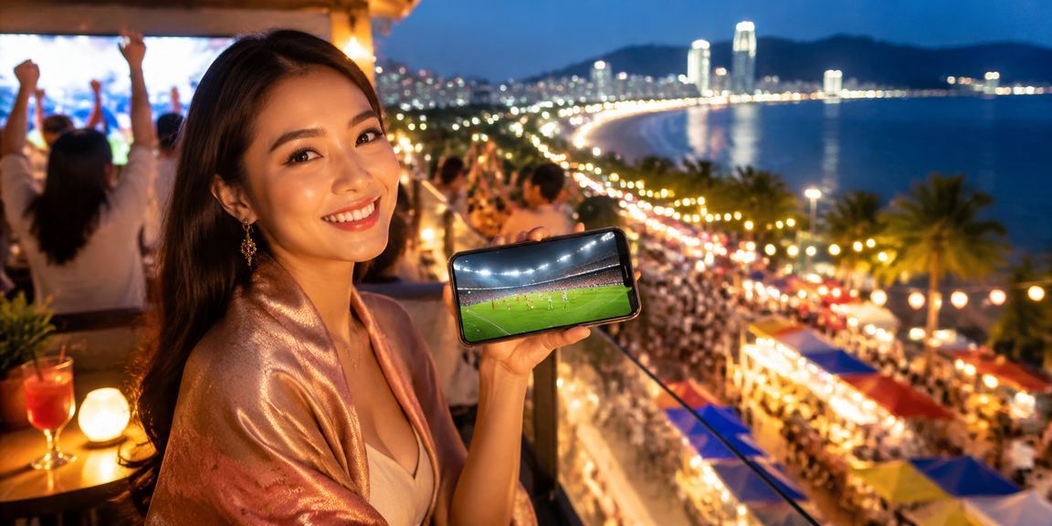 Người chơi truy cập b460m trên điện thoại tại chợ đêm Đà Nẵng