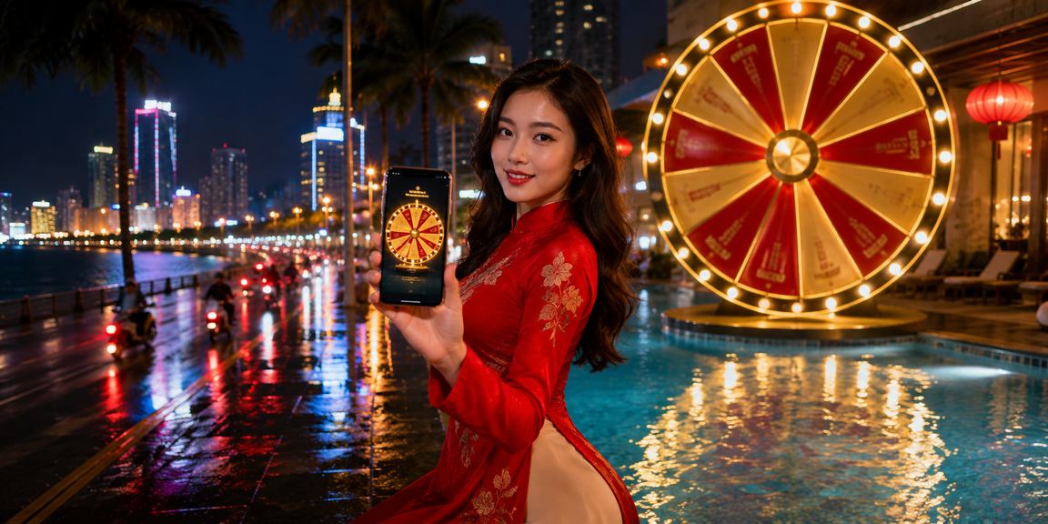 Người chơi tại Đà Nẵng tham gia trò chơi roulette trực tuyến trong trang phục áo dài truyền thống